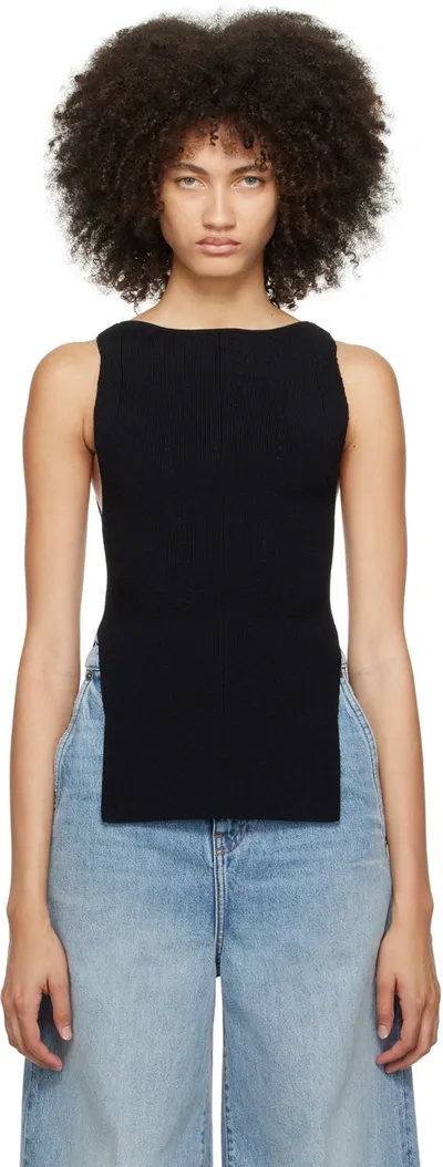 Khaite Evelyn Ribbed-knit Tank In Black