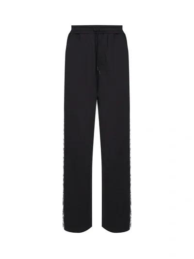 Dsquared2 Logo-tape Wide-leg Track Pants In Black