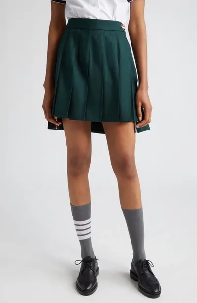 Thom Browne Pleated Mini Skirt In Dark Green