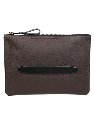 Tom Ford Buckley Handle Pochette In Brown