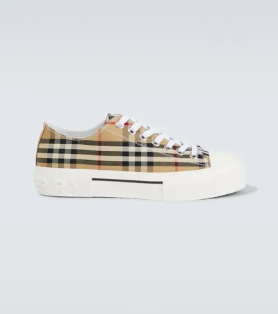 Burberry Check Canvas Sneakers In Beige