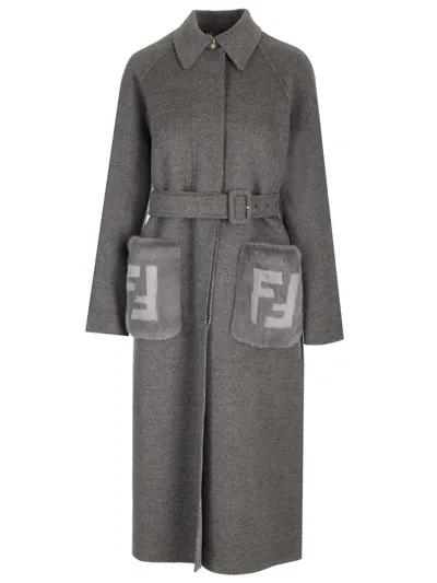 Fendi Coat In Gray