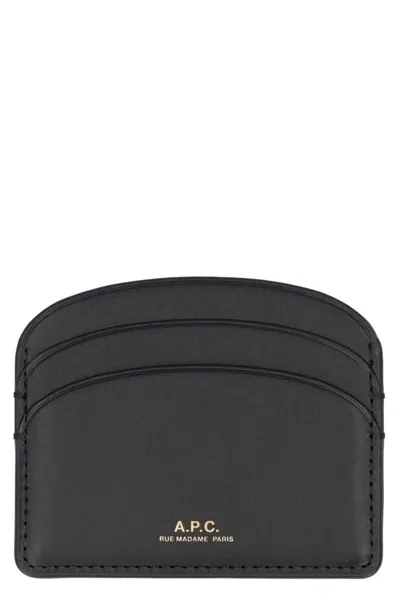 Apc A.p.c. Lune Leather Card Holder In Black