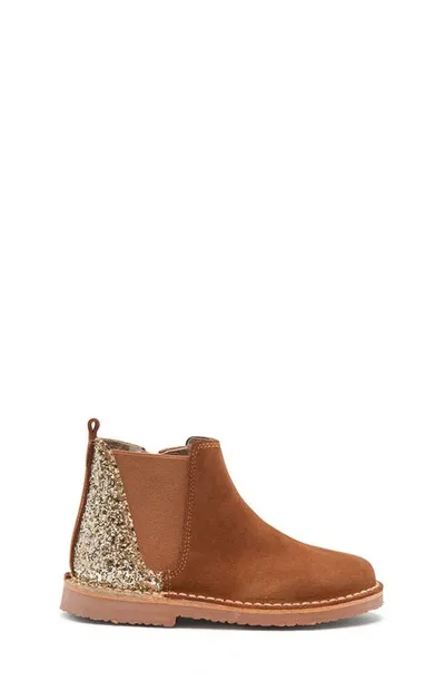 Childrenchic Kids' Glitter Chelsea Boot In Camel