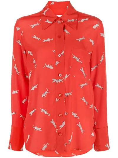 Equipment Quinne Graphic-print Silk Shirt In Red