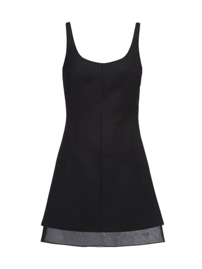 Prada Wool Mini-dress In Black