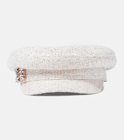 Roger Vivier Tweed Newsboy Cap In Neutrals