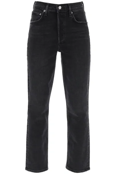 Agolde Riley Long Jeans In Black