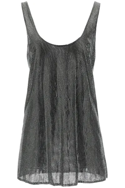 Giuseppe Di Morabito Mini Tank Dress In Rhinestone-studded Mesh In Black