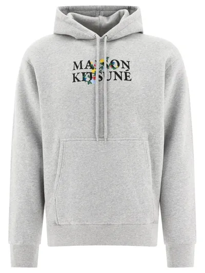 Maison Kitsuné Maison Kitsune Flowers Comfort Hoodie In Grey