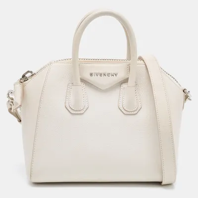 Pre-owned Givenchy Off White Leather Mini Antigona Satchel