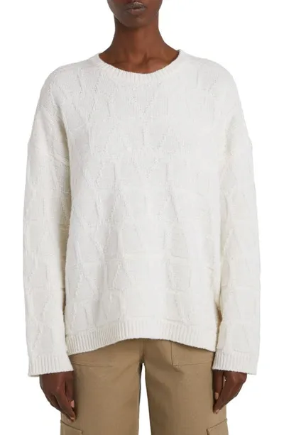 Valentino Tonal Iconograph Jacquard Oversize Virgin Wool Sweater In Avorio