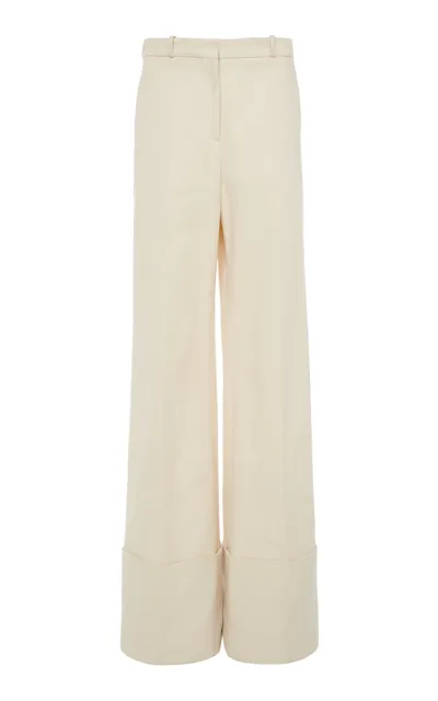 Del Core Cotton Wide-leg Trousers In Ivory