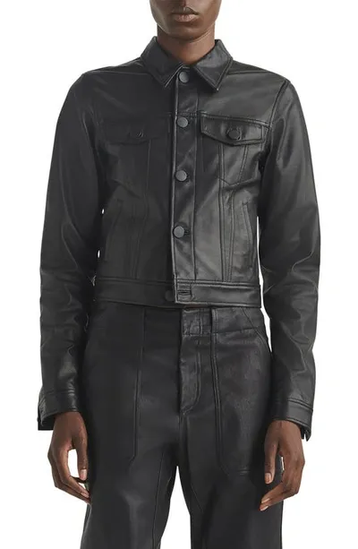 Rag & Bone Debbie Leather Trucker Jacket In Black