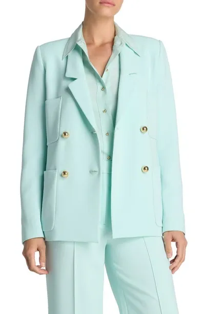 St John Golden Ball-button Double-breasted Cady Jacket In Mint