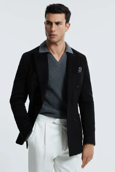 Atelier Cashmere Modern Fit Double Breasted Blazer In Navy