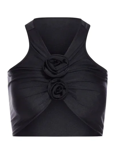 Coperni Crop Top With Roses In Black