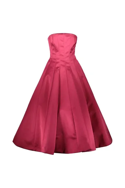 Rochas Bustier Midi Dress In Duchesse In Pink & Purple