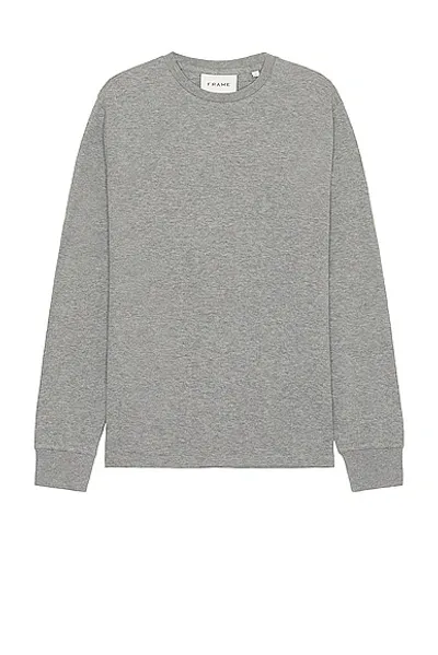 Frame Duo Fold Long Sleeve Tee In Heather Grey