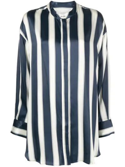 Asceno Mantera Striped Silk-satin Shirt In Blue