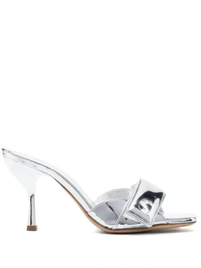 Gia Borghini Alodie 100mm Patent Leather Sandals In Silver