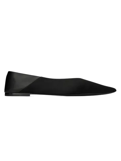 Saint Laurent Women's Nour Slippers In Satin Crepe In Black