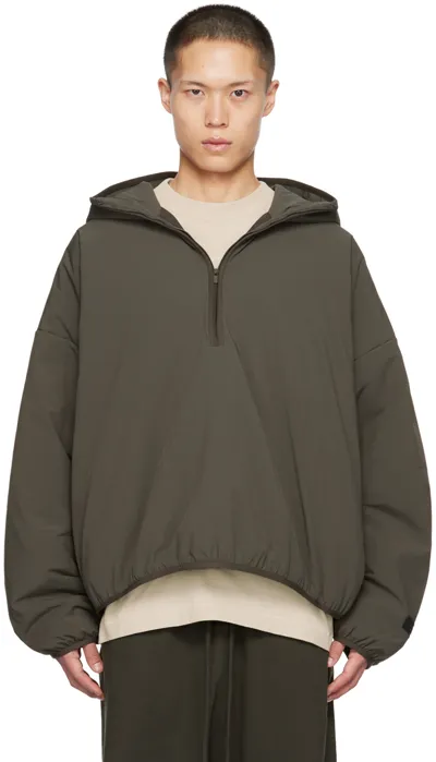 Essentials Gray Half-zip Hoodie In Ink