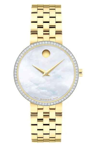 Movado Women's Museum Classic Yellow Goldtone Stainless Steel & Diamond Bracelet Watch/29.5mm