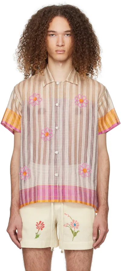 Harago Multicolor Beaded Shirt In Pink