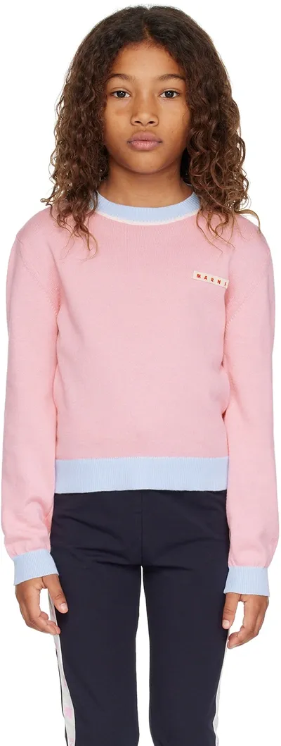 Marni Kids Pink Patch Sweater In 0m340