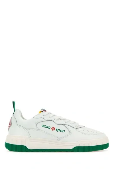 Casablanca Tennis Court Sneakers In White Leather