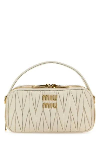 Miu Miu Matelassé Tote Bag In White