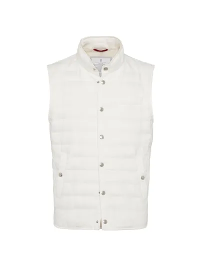 Brunello Cucinelli Nylon Padded Vest In Off White