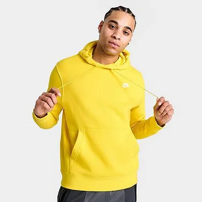 Nike Sportswear Club Fleece Embroidered Hoodie Size Small In Yellow/white