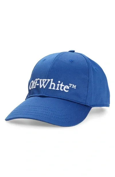 Off-white Embroidered Logo Cotton Drill Baseball Cap In Blue