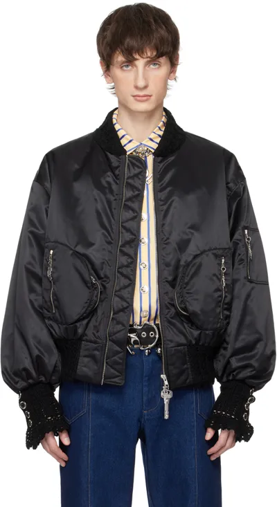 Chopova Lowena Black Slash Bomber Jacket