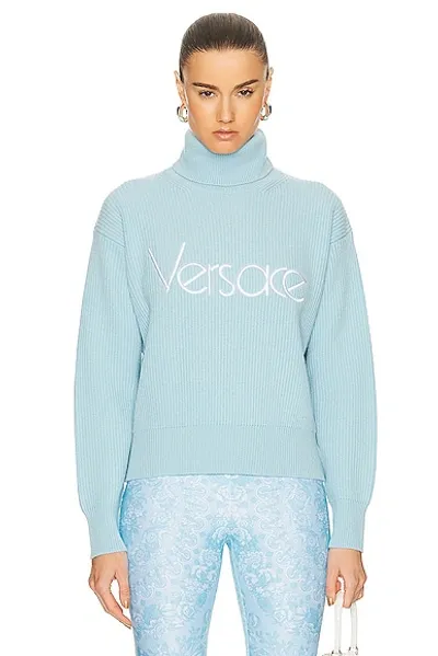 Versace 1978 Re-edition Logo Sweater In Blue