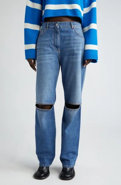 Jw Anderson Mid-rise Cutout-knee Bootcut-leg Jeans In Blue