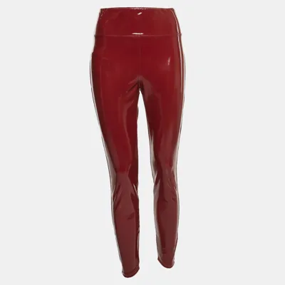 Pre-owned Heroine Sport Red Faux Leather Blade Leggings L