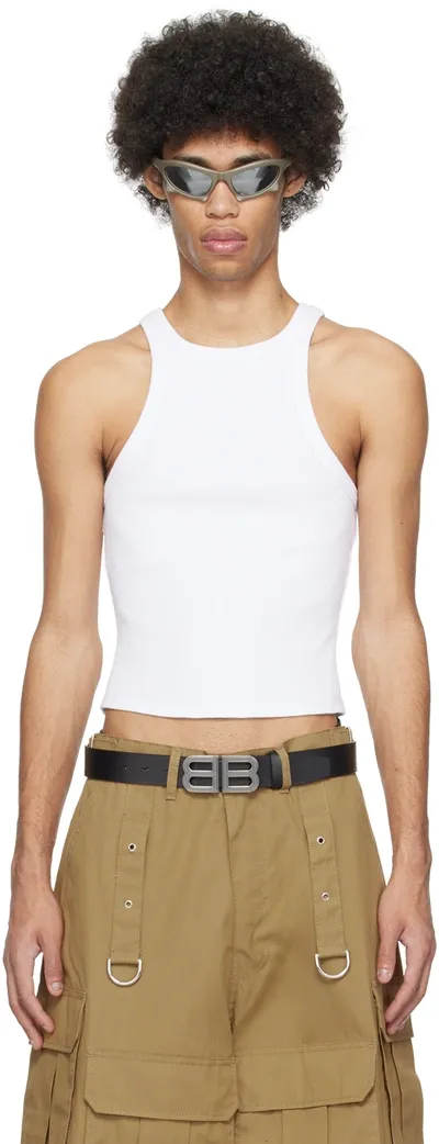 Vetements White Embroidered Tank Top