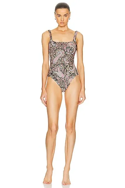 Etro One Piece Swimsuit In Black Multi