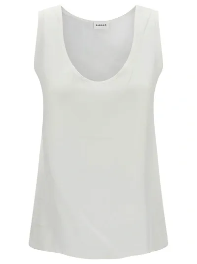 P.a.r.o.s.h White Tank Top With Plunging U Neckline In Polyamide Woman