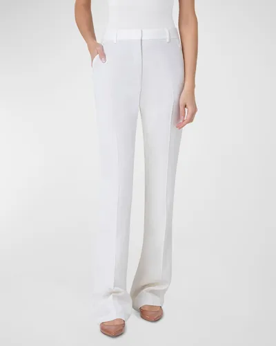 Akris Marilyn Silk Stretch Seersucker Bootcut-leg Pants In Ecru