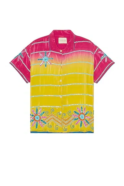 Harago Sequin Short Sleeve Shirt In Multi