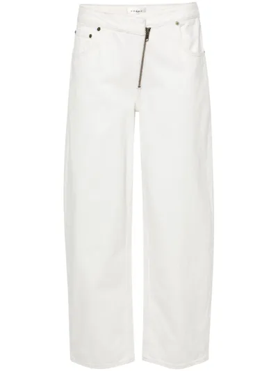 Frame White Angled Zipper Straight-leg Jeans