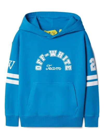 Off-white Kids' Team 23 Cotton Hoodie In 蓝色