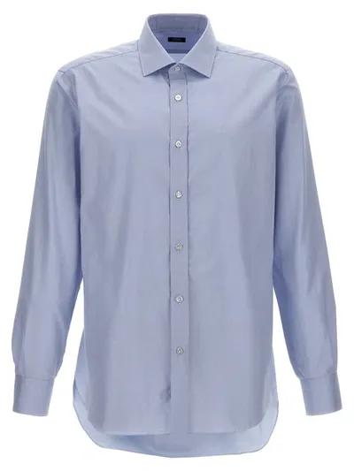 Barba Operated Cotton Shirt In Light Blue