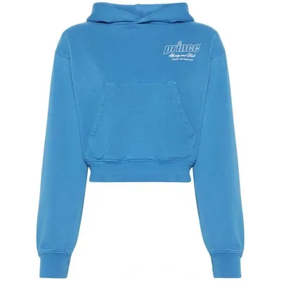 Sporty And Rich Logo-printed Cropped Hoodie In Blue