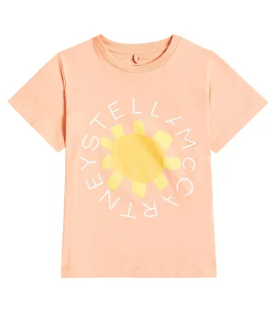 Stella Mccartney Kids' Organic Cotton Printed T-shirt In Orange