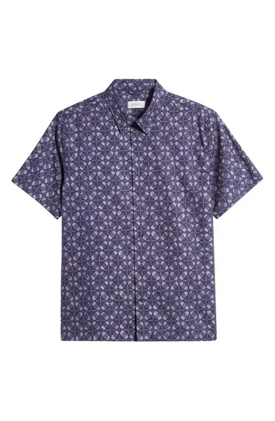 Saturdays Surf Nyc Bruce Block Print Short Sleeve Button-up Shirt In Ocean